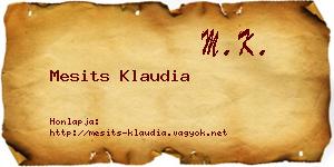 Mesits Klaudia névjegykártya